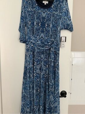 signature by robbie bee blue dress Signature By Robbie Bee Dress Womens 12 Blue 100% Silk Velour Midi  Fairycore